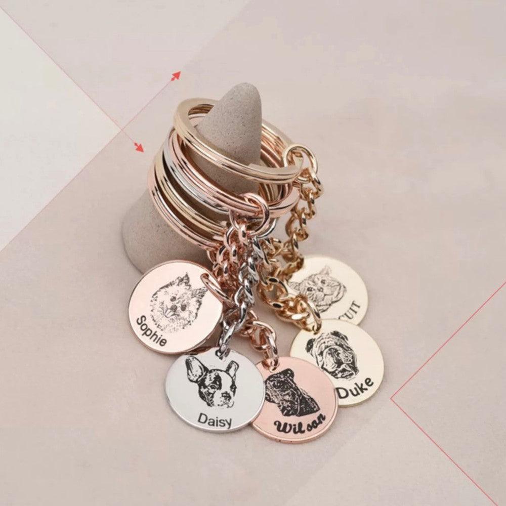 Custom Engraved Pet Photo Keychain