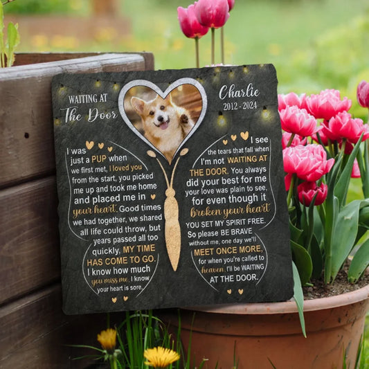 Waiting At The Door Personalized Memorial Stone Gift For Loss Of Dog