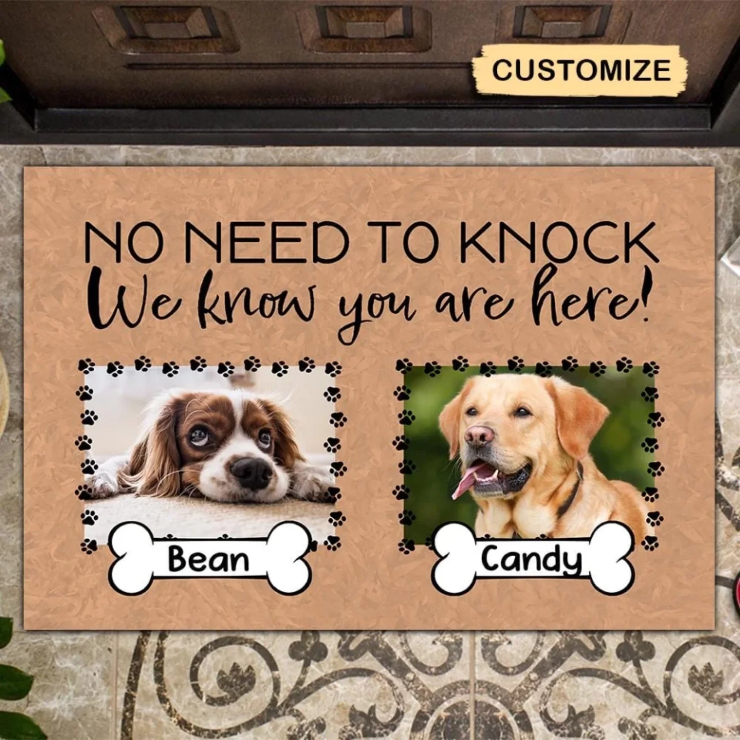 No Need To Knock We Know You Are Here With Dog Cat Photo Uploads Personalized Doormat