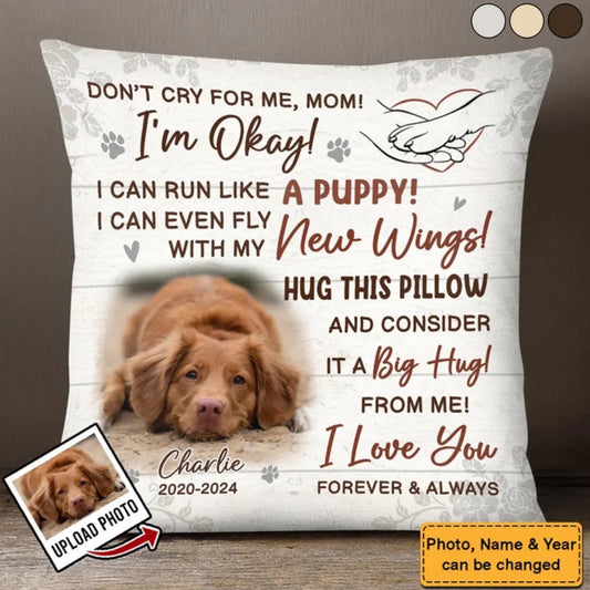 Don't Cry For Me I'm Okay-Personalized Memorial Pillow-Gift For Pet Parents