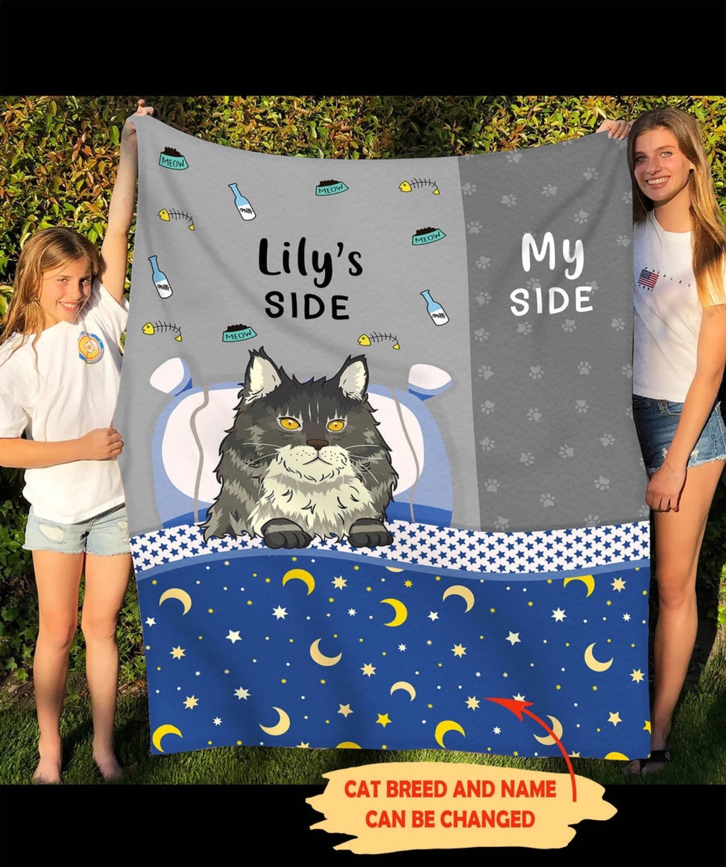 Cat side my side - Personalized custom blanket (1)