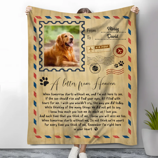 Personalized Starry Sky Angel Wing Pet Photo Soft Throw Blanket Memorial Gift (1)