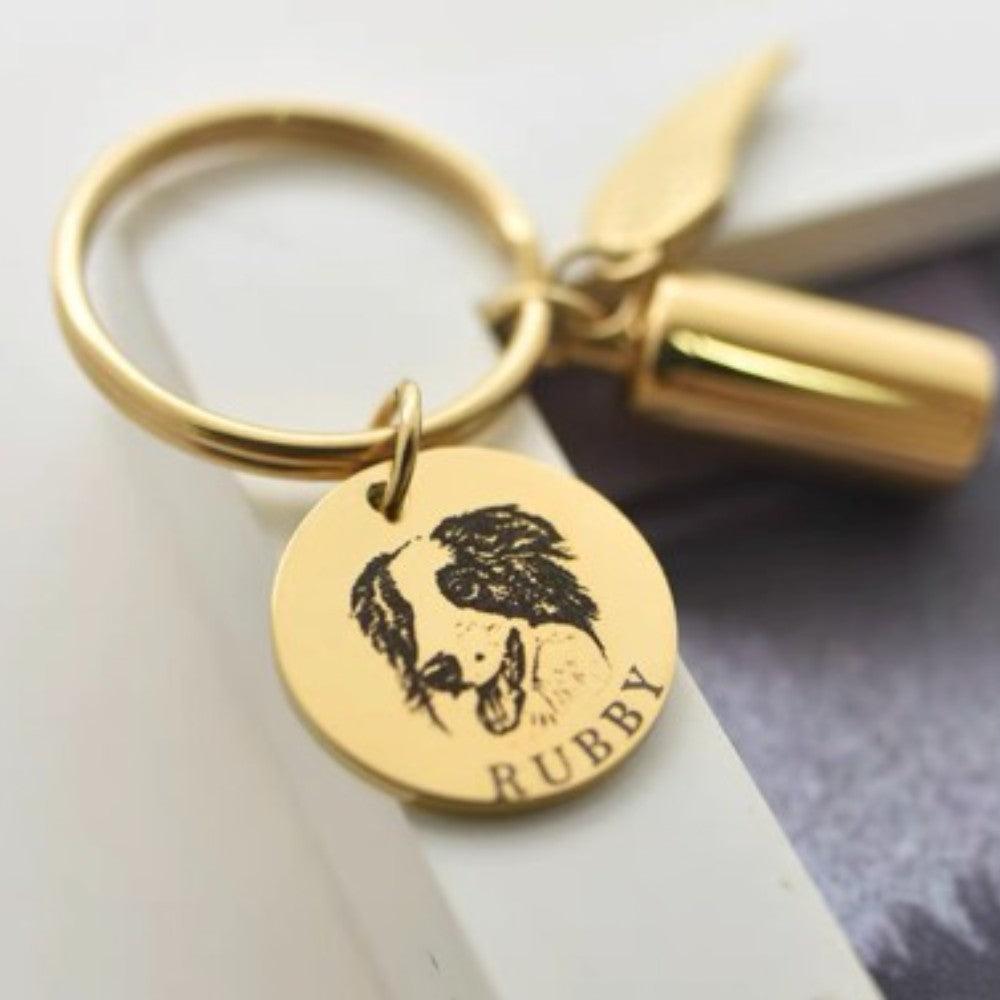 Porte-clés personnalisé ailes d'ange avec pendentif commémoratif