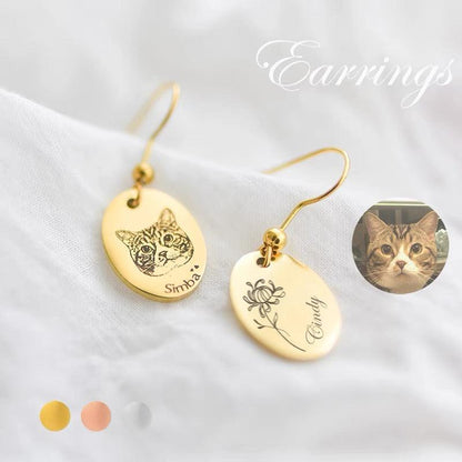 custom pet portrait earrings