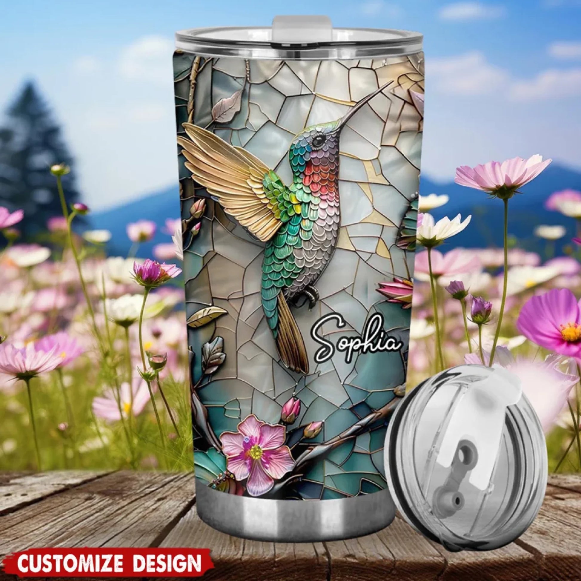 Artistic Hummingbird - Personalized Gardening Tumbler2