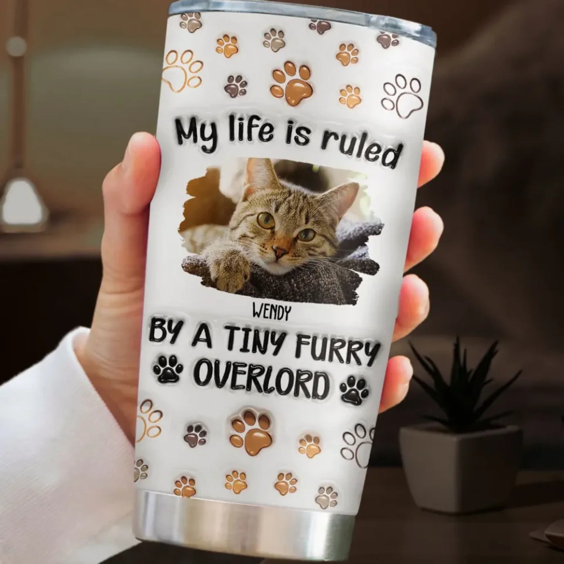 Your Overlords Photo - Personalized Custom 3D Inflated Effect Tumbler (4)