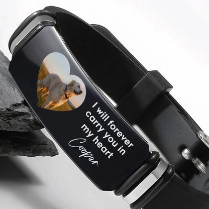 Carry You In My Heart Pet Memorial Gift - Personalized Photo Engraved Bracelet (2)