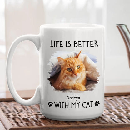 Better With Cats Photo - Personalized Custom Coffee