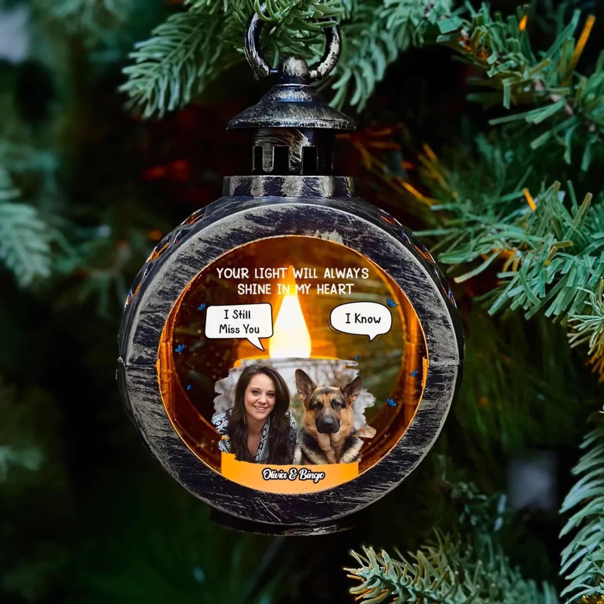 My Heart Was Not Ready To Lose You Photo - Personalized Ornament Custom Christmas Lantern (3)