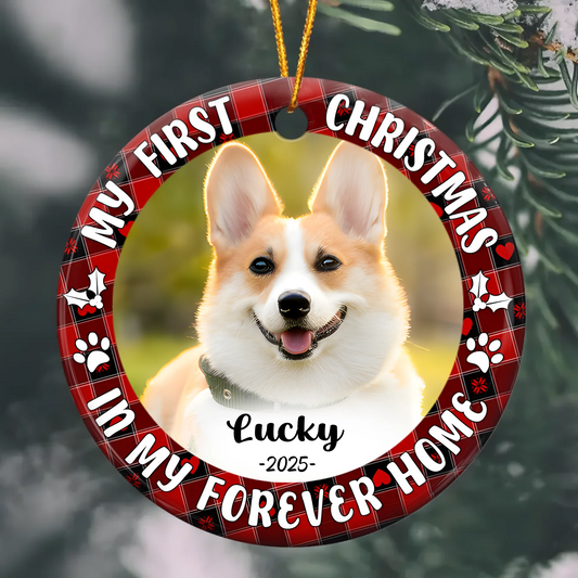 First Christmas Dog Cat - Personalized Ceramic Phot