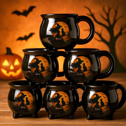 Custom Witch 12oz Ceramic Cauldron Coffee Mug - Personalized Halloween Witchy Gift