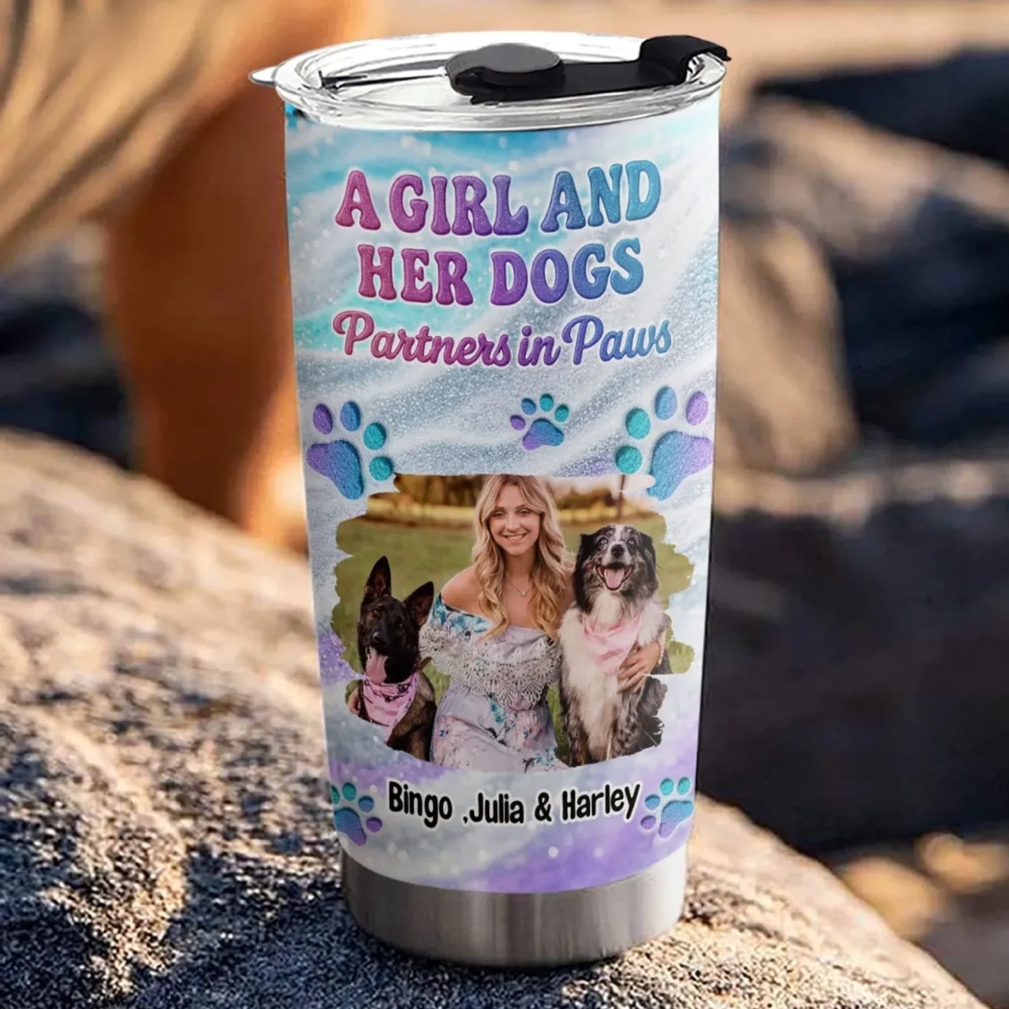 A Girl and Her Dog Personalized Tumbler