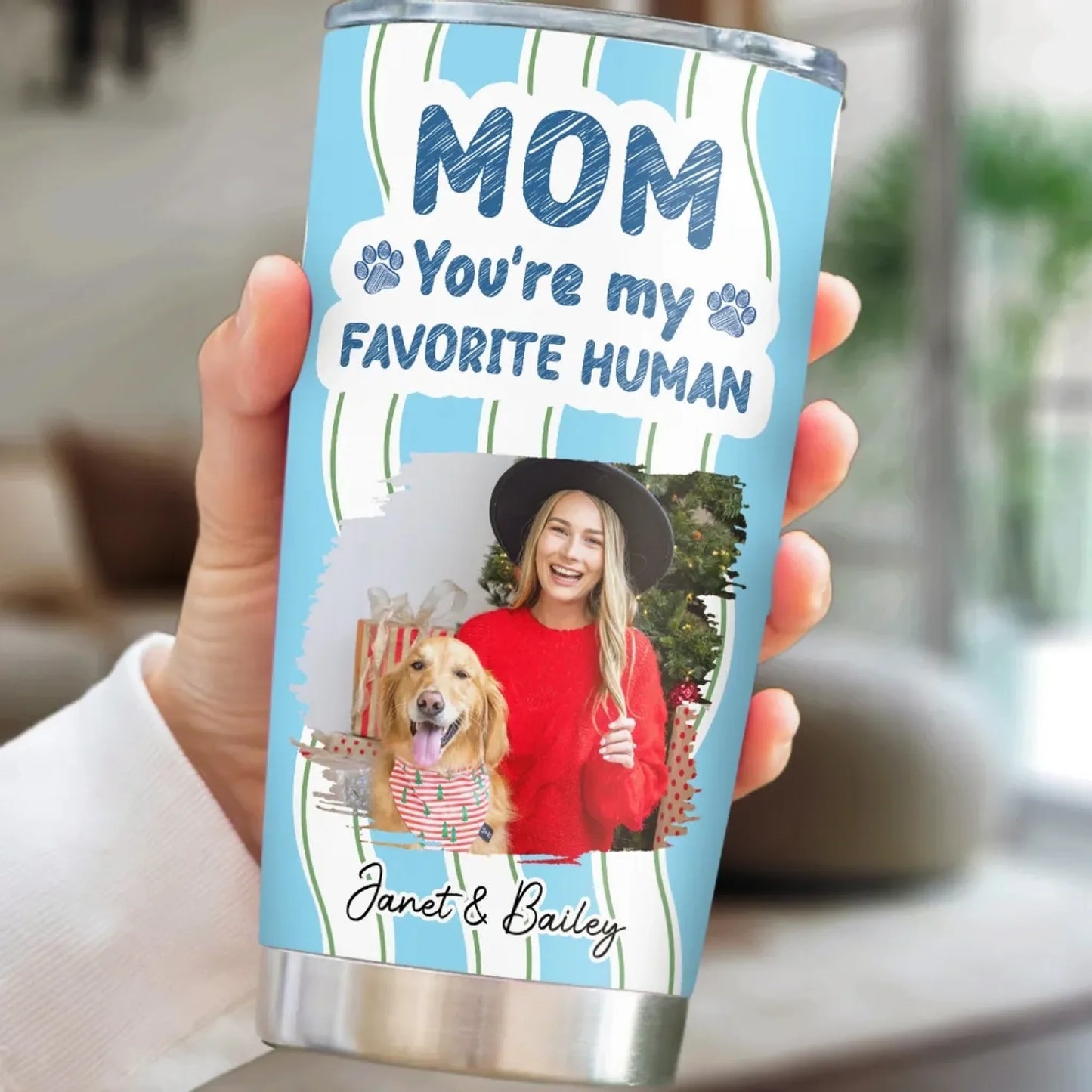 Favorite Christmas Dog Mom Cat Mom Photo - Personalized Custom Tumbler