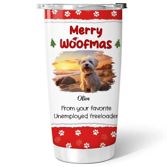 From You Favorite Dog Photo Merry Chritmas Custom Tumbler