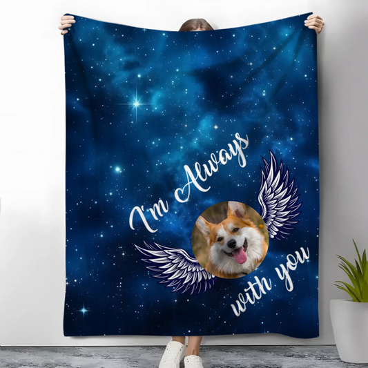 Personalized Starry Sky Angel Wing Pet Photo Soft Throw Blanket Memorial Gift (1)