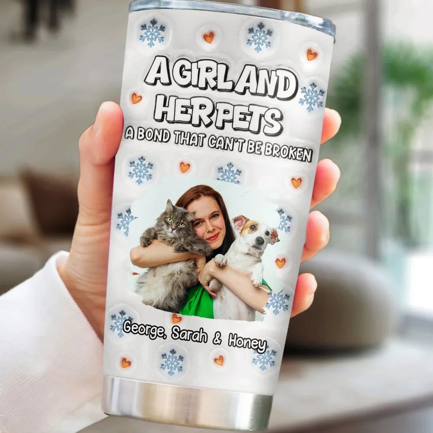 Christmas Day With Fur Mom Pet Photo - Personalized Custom  Tumbler (2)