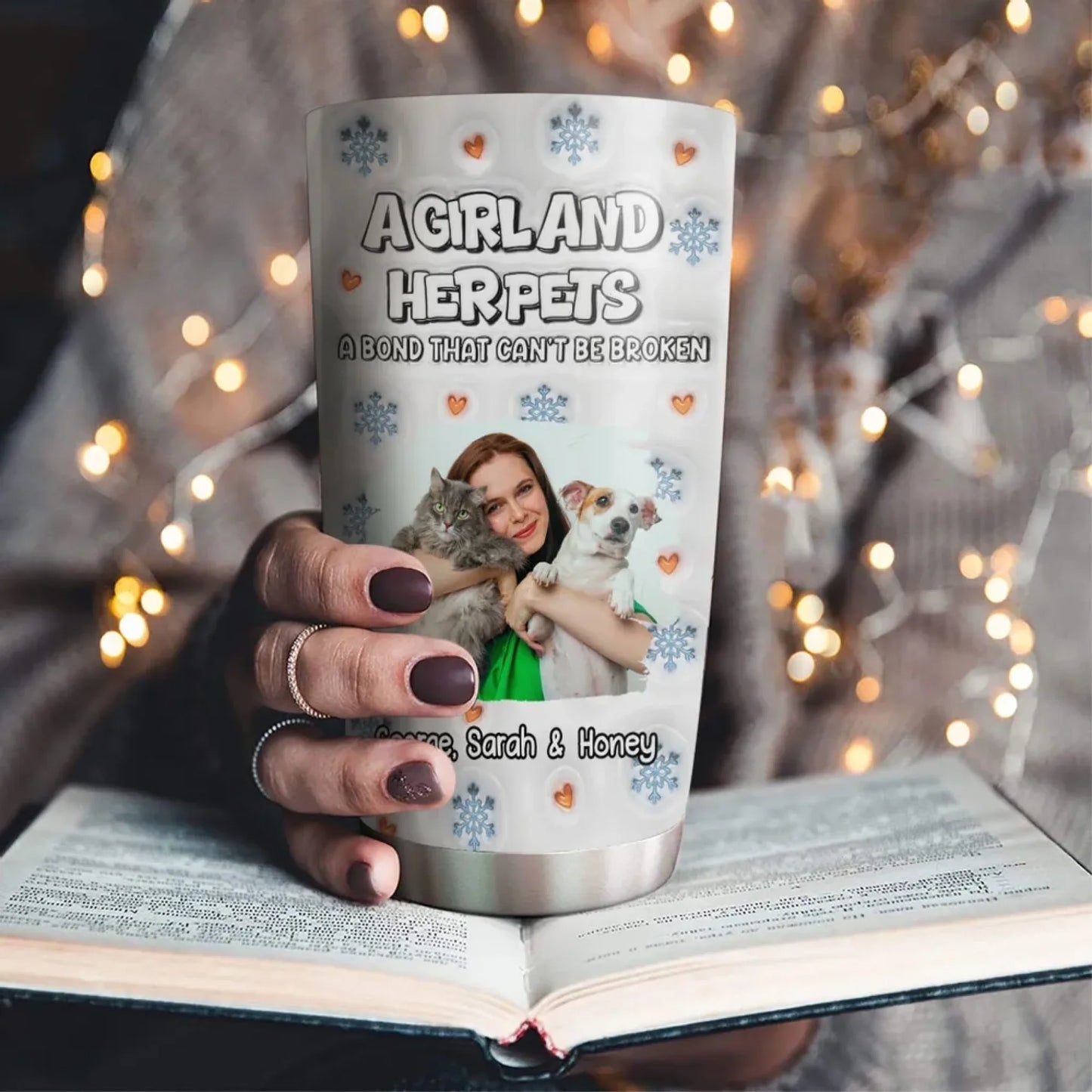 Christmas Day With Fur Mom Pet Photo - Personalized Custom  Tumbler (1)