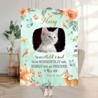 Personalized Starry Sky Angel Wing Pet Photo Soft Throw Blanket Memorial Gift (1)