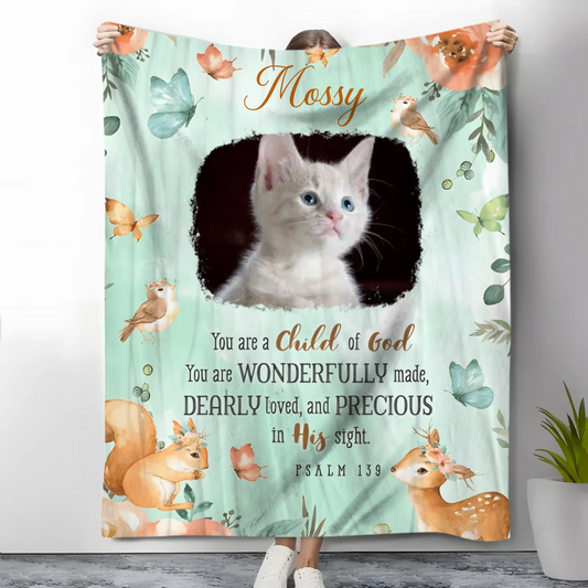 Personalized Starry Sky Angel Wing Pet Photo Soft Throw Blanket Memorial Gift (1)