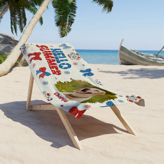 Just A Girl Loves Her Pet Photo Personalized Custom Beach Towel (1)