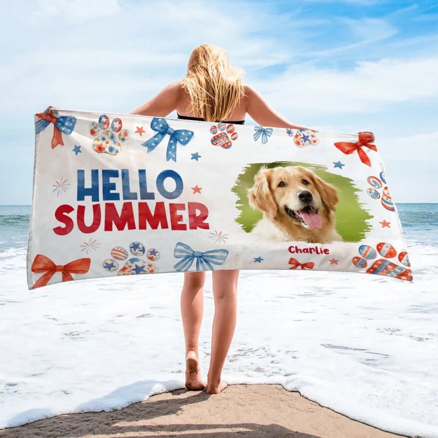 Just A Girl Loves Her Pet Photo Personalized Custom Beach Towel (1)