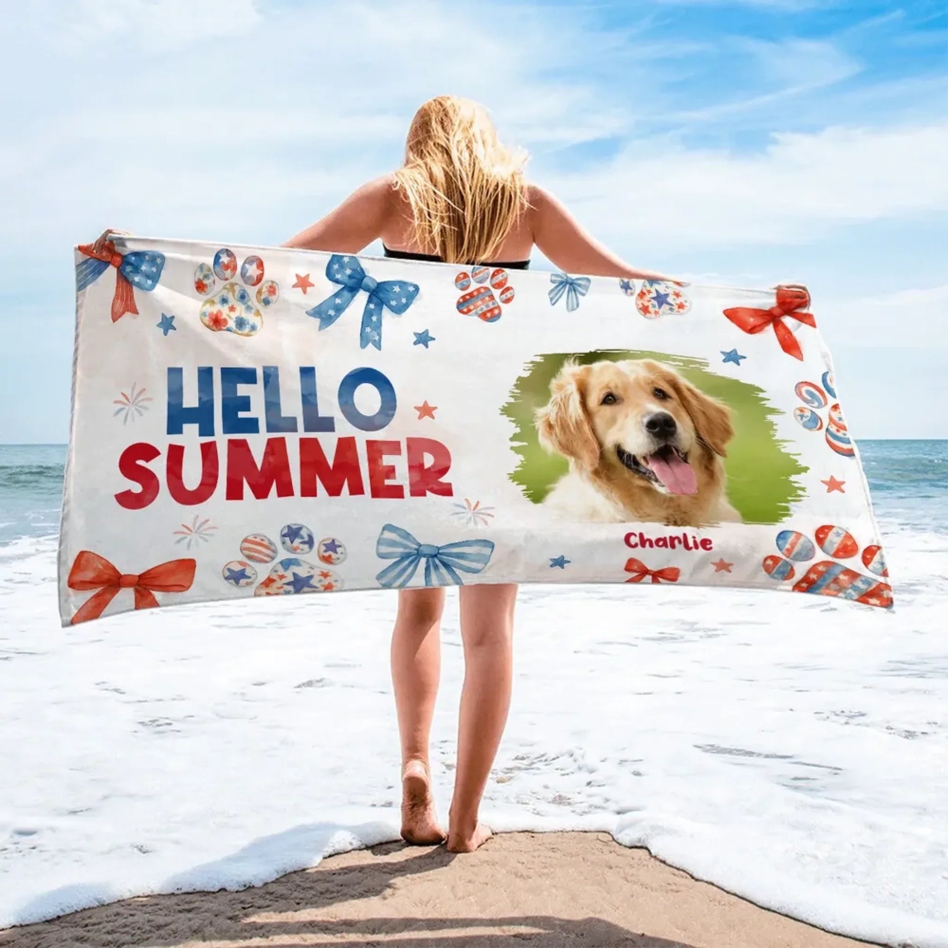 Just A Girl Loves Her Pet Photo Personalized Custom Beach Towel (1)