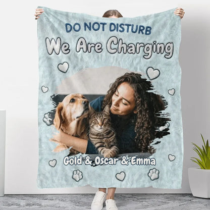 We Are Charging Pet Photo  Personalized Custom Flannel Blanket