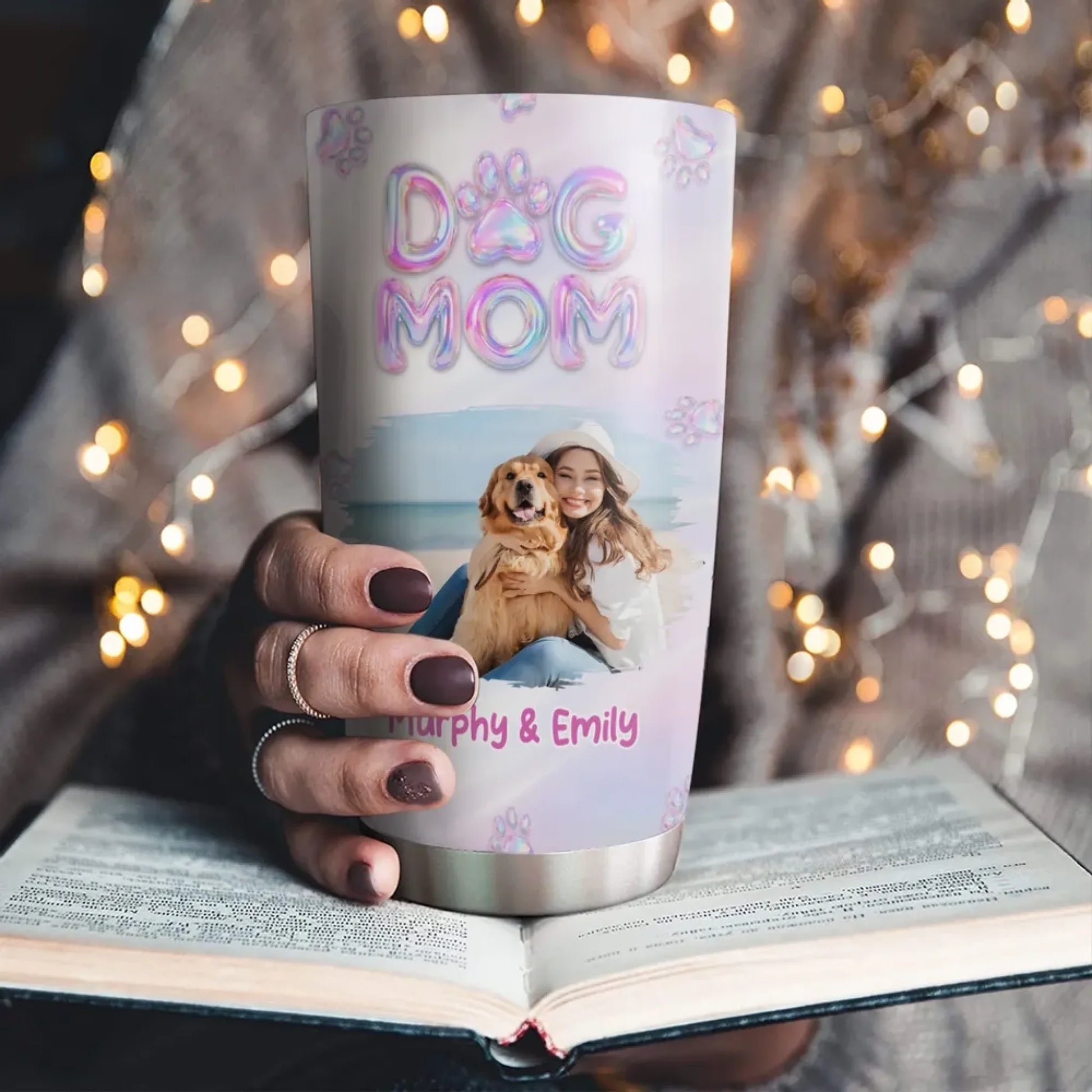 Flying Into Bubble Planet Dog Photo Personalized Custom Tumbler