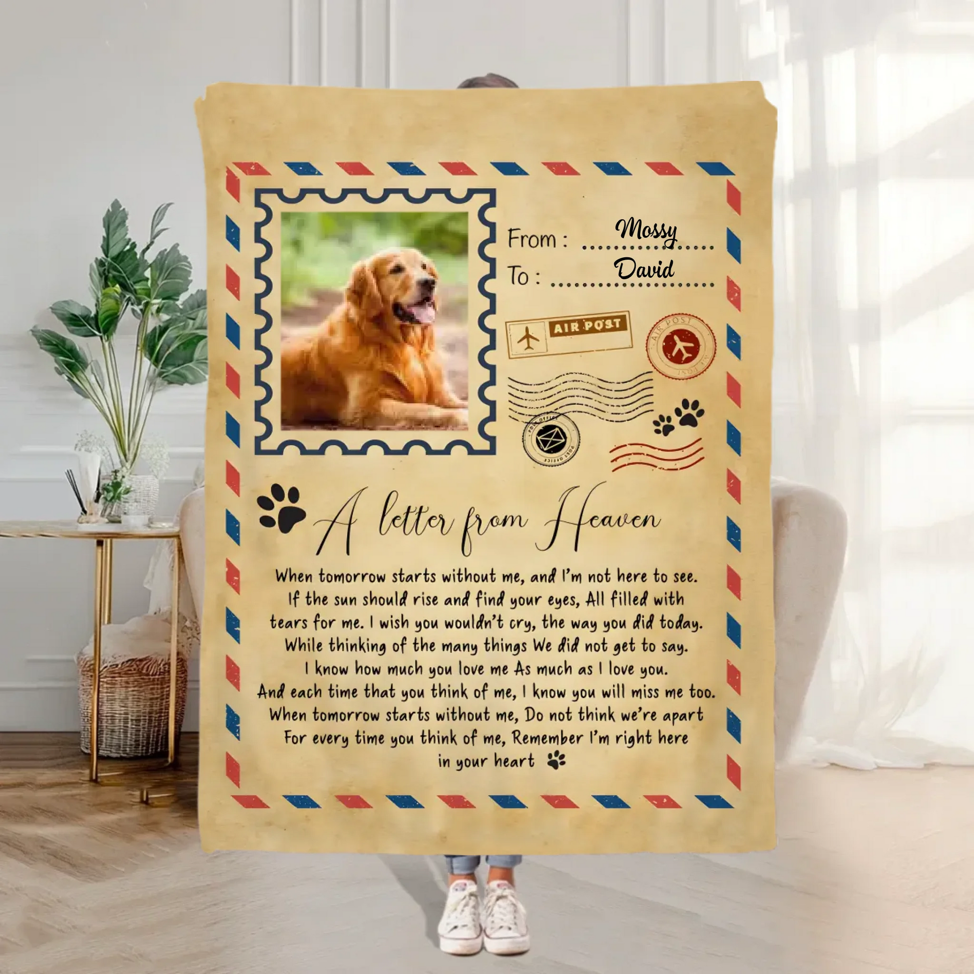 Personalized Starry Sky Angel Wing Pet Photo Soft Throw Blanket Memorial Gift (1)