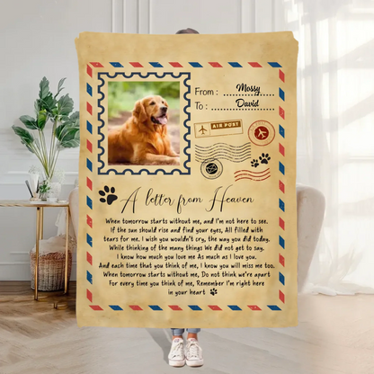 Personalized Starry Sky Angel Wing Pet Photo Soft Throw Blanket Memorial Gift (1)