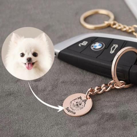 Custom Pet Photo Keychain engraved in Stainless Steel Personalized Pet Keyring