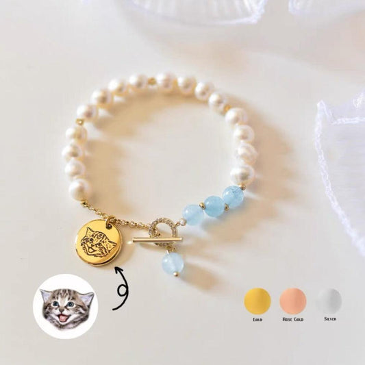 custom pet portrait pearl bracelet