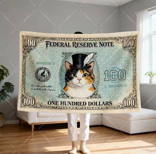 Dollar Cat Blanket Office Nap Shawl Lap Throw Unique Gift for Cat Lovers