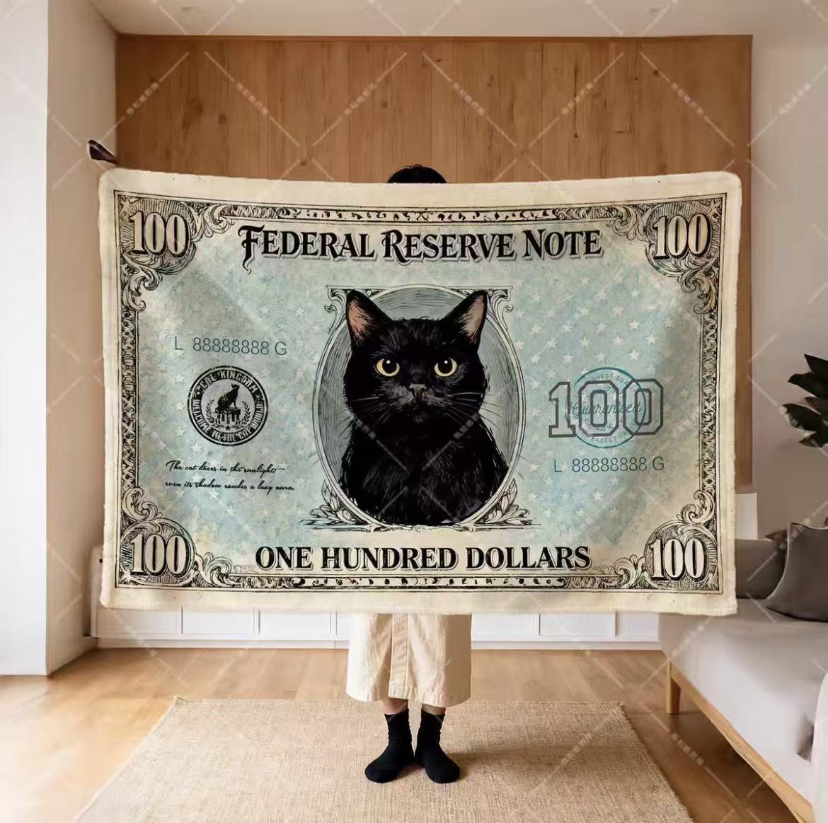 Dollar Cat Blanket Office Nap Shawl Lap Throw Unique Gift for Cat Lovers